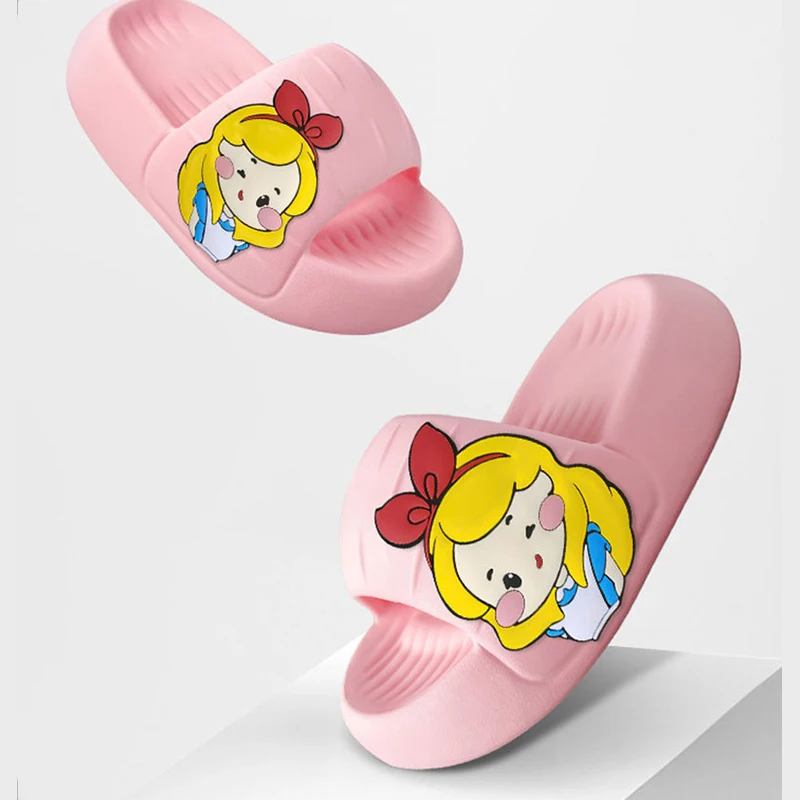New Cute Princess Stickers Thick Sole Super Soft Women Slippers  Bathroom Beach Indoor Sandals 2022 Summer Slides Couple Shoes