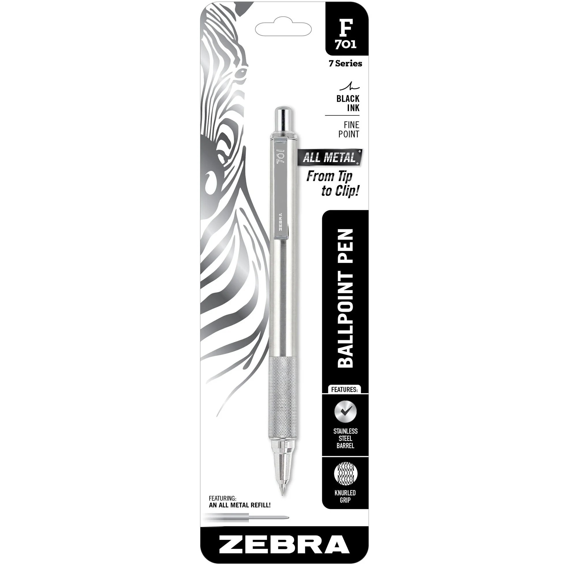 

Zebra F-701 All Metal Version 0.7mm Medium Oil Pen Quick Drying Stainless Steel Pen Body Knurled Grip Cute School Supplies