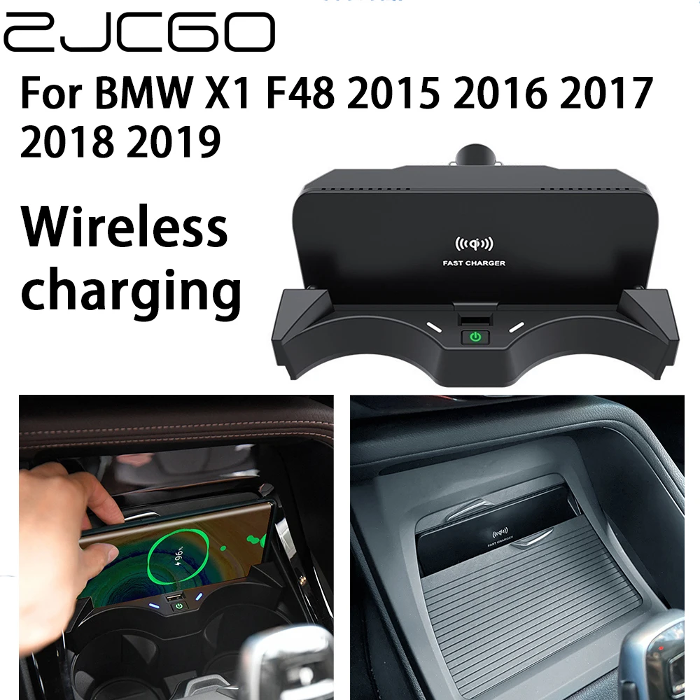 ZJCGO 15W Car QI Mobile Phone Fast Charging Wireless Charger for BMW X1 F48 2015 2016 2017 2018 2019