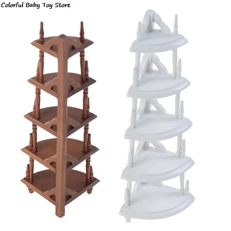 

1:12 Mini Kitchen Side Cabinet Miniature Display Shelf Accessories Kitchen Dining Cabinet versatile scene wooden triangle shelf