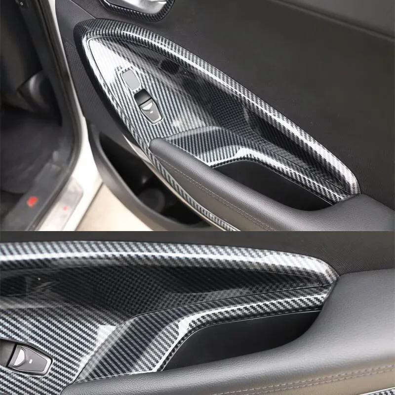 Фото Для Hyundai Santa Fe 2013-2018: наклейка на панель переключения передач на руле, карбоновый стиль, модификация, декор интерьера, защита №4