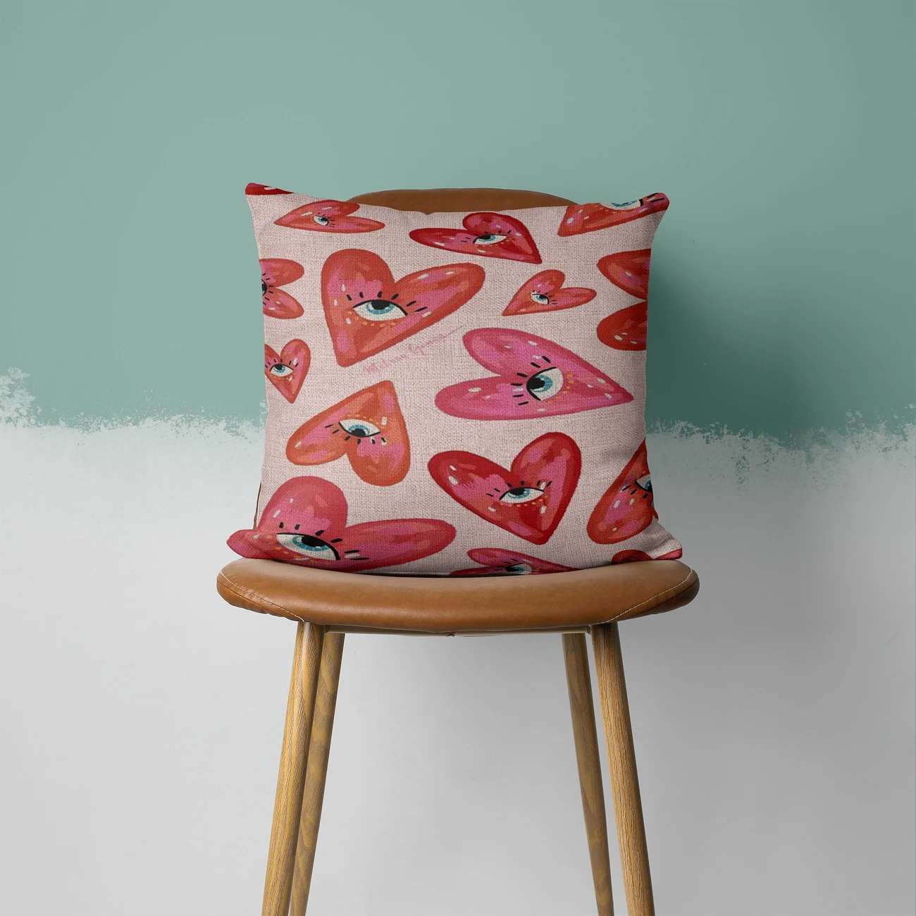 Наволочка в виде РОЗОВОГО СЕРДЦА 45x45 льняная винтажная наволочка Декоративные