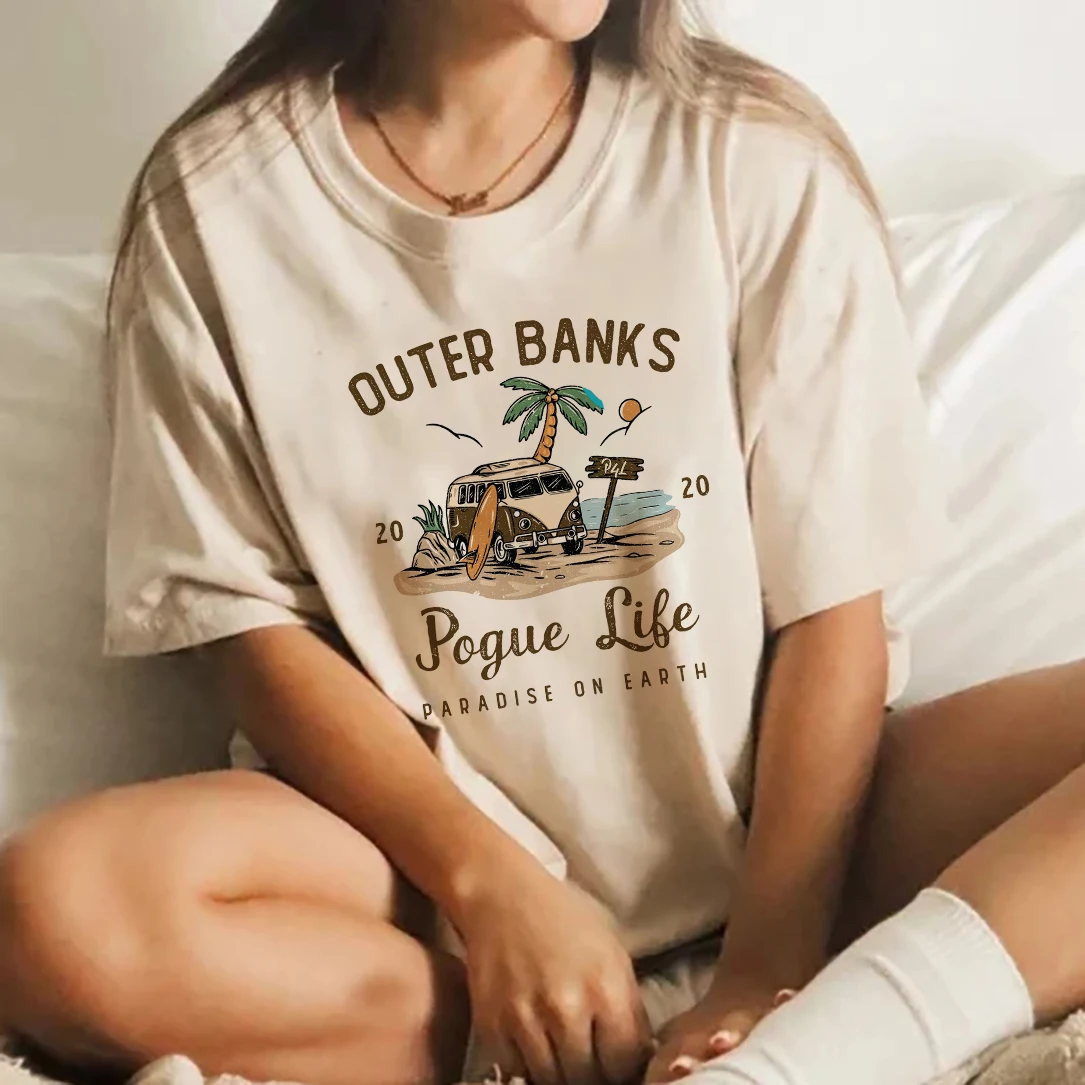 

T shirt Men Outer Banks 3 T Shirt Men Women Aesthetic Graphic Pogue Life Tshirt OBX North Carolina John B JJ Maybank Cotton