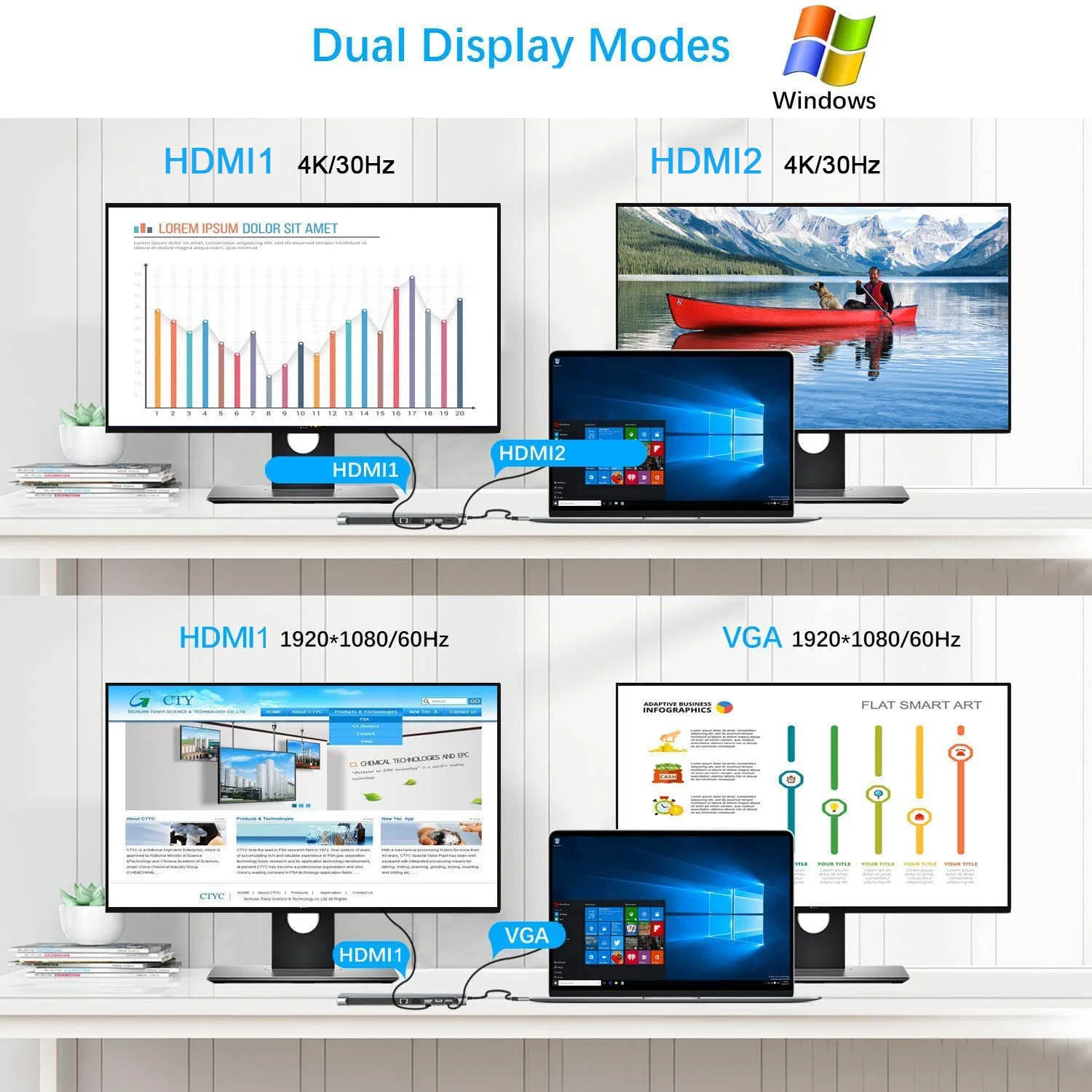 Док-станция для ноутбука Lenovo ThinkPad HP Dell XPS док-станция с двойным HDMI экраном USB C |