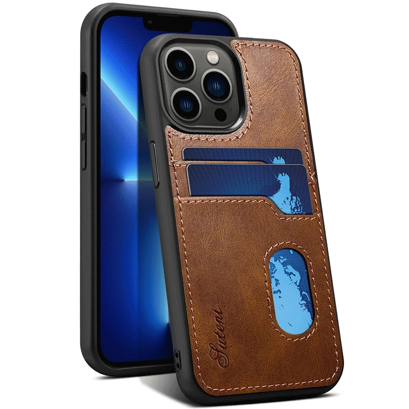 

Handmade Leather Wallet Phone Anti-dust Case Card Holder for IPhone 13 Pro Max 12 Mini Shock Proof Drop Protective Back Covers