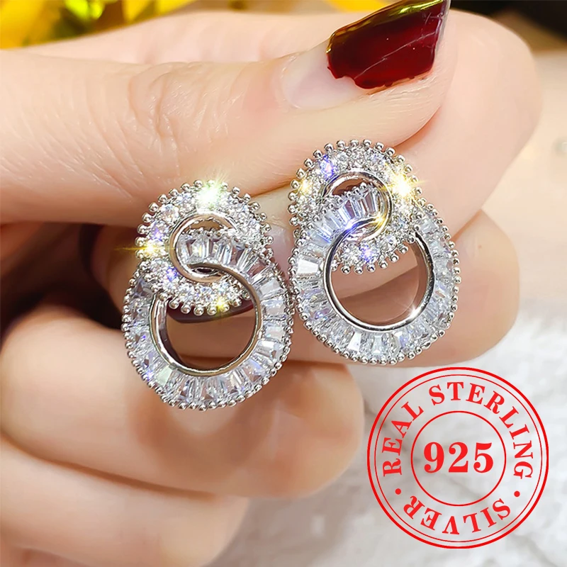 Серьги-подвески Huitan женские большие и маленькие круглые из серебра 925 пробы