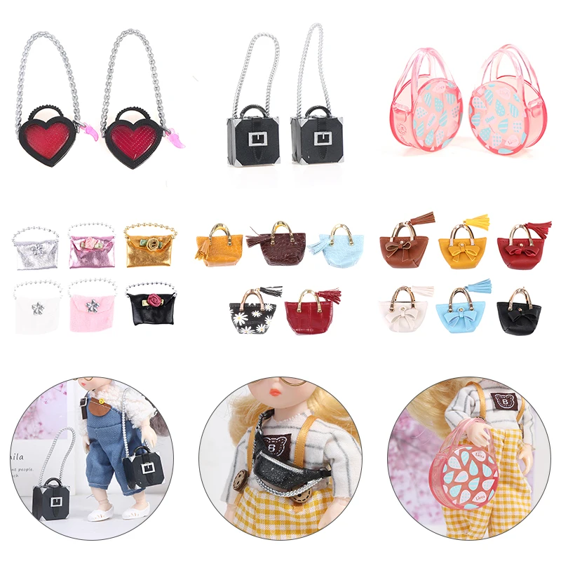 

New Fashion 1:12 Mini Doll Chest Bag Shoulder Bag Handbag Dollhouse Fanny Pack Backpack Purses Pearl Chain Bag Dolls Decor Toy