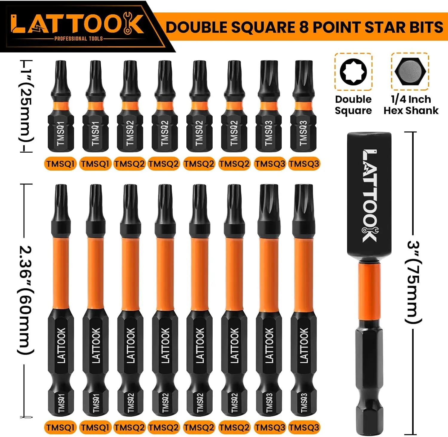 Набор двойных квадратных 8-точечных звездообразных бит 17 шт. Torx 2 приводных набор