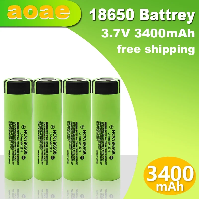 

AOAE high-capacity 18650 battery NCR18650B 3.7v 3400mah 18650 Lithium Rechargeable Battery For Flashlight Toy Camera batteries