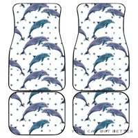 dolphins pattern dotted background front and back car mats 045109