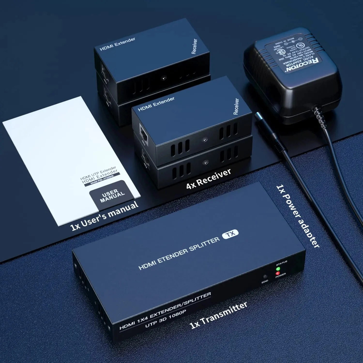 HDMI Etender Splitter 1X4 HDMI разветвитель удлинитель по Cat5e6 Rj45 Ethernet Поддержка нескольких приемников с функцией EDID POC (art.: 3920c8daed12c) - 3920c8daed12c
