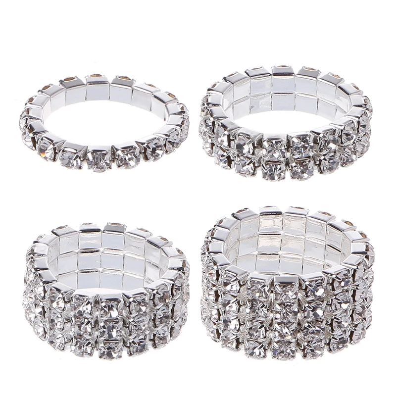 

Exquisite Crystal Inlaid Rings Elastic Stretch Finger Ring Romantic Ring