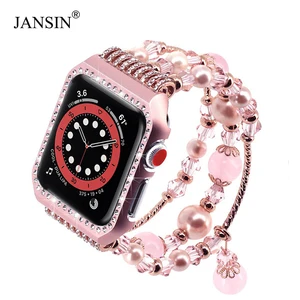 Металлический Алмазный чехол + ремешок для Apple Watch Series 6 SE 5 4 3 2, браслет для женщин, сменный ремешок для iWatch 38 мм 42 мм 4044 мм