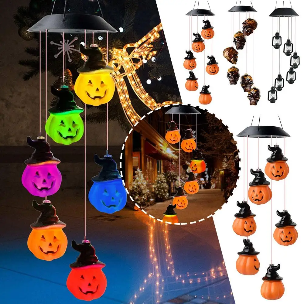 

1Pcs Halloween Must-have Solar Wind Chime Light Outdoor Light Light Decoration Chime Garden Skeleton Wind Colorful Courtyar T2S5
