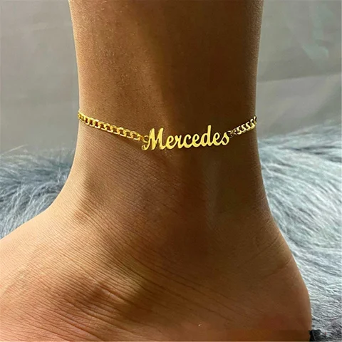 Женский браслет на ногу с именем под заказ, персонализированные браслеты из нержавеющей стали, подарочные украшения для подружек невесты