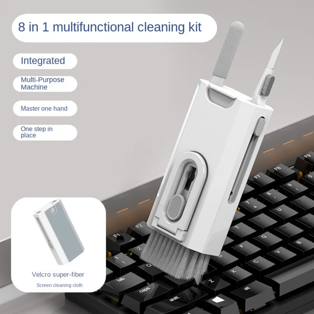

8 In 1 Screen Cleaner Kits Multi-Use Computer Camera Tablet Screen Cleaning Tools Phone Holder Earphone Cleaning Pen Dust Wiper