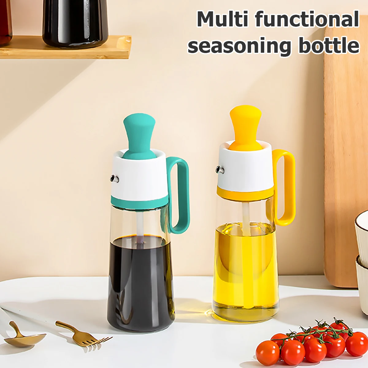 

Бутылочка-диспенсер для масла с силиконовой щеткой, 3 в 1, бутылочки для оливкового масла, 550 мл/19 унций, мерная пипетка, многоразовый уксус, со...