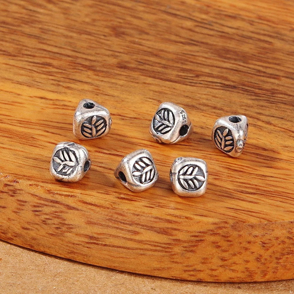 

S925 Стерлинговое Серебро лист пшеницы уха треугольник разделенные бисеры Веревка Браслет DIY Стерлинговое Серебро