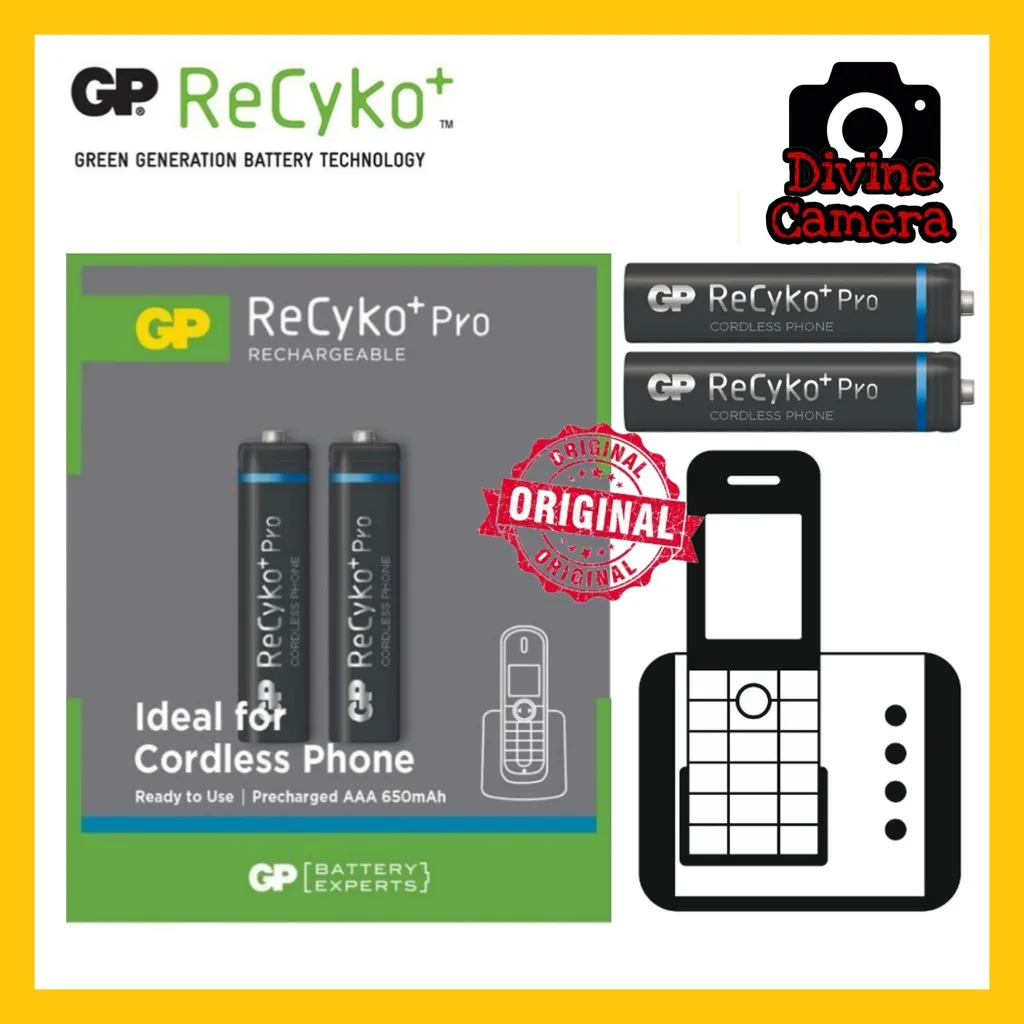 

2PCS GP Recyko+ Pro AAA 650mAh Cordless Phone Rechargeable Battery / 2PCS GP ReCyko battery 2100mAh AA