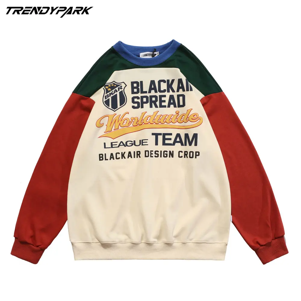 

Свитшот мужской хлопковый в стиле Харадзюку, винтажный свитшот из махровой ткани с принтом в виде пены и надписей, Повседневный пуловер ове...