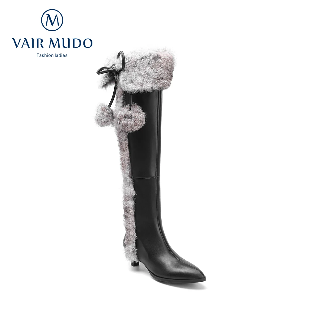 

VAIR MUDO 2022 Lady Winter Wool Over Knee High Boots Zipper Pointed Toe Genuine Leather Shoes Women Casual Outdoor Footwear