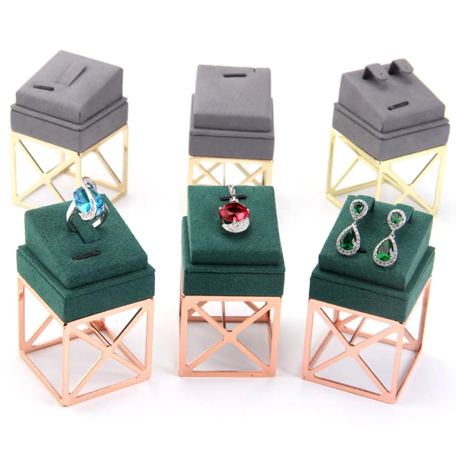 

Counter Velvet & Metal Jewelry Display Stand Organizer for Home Decoration