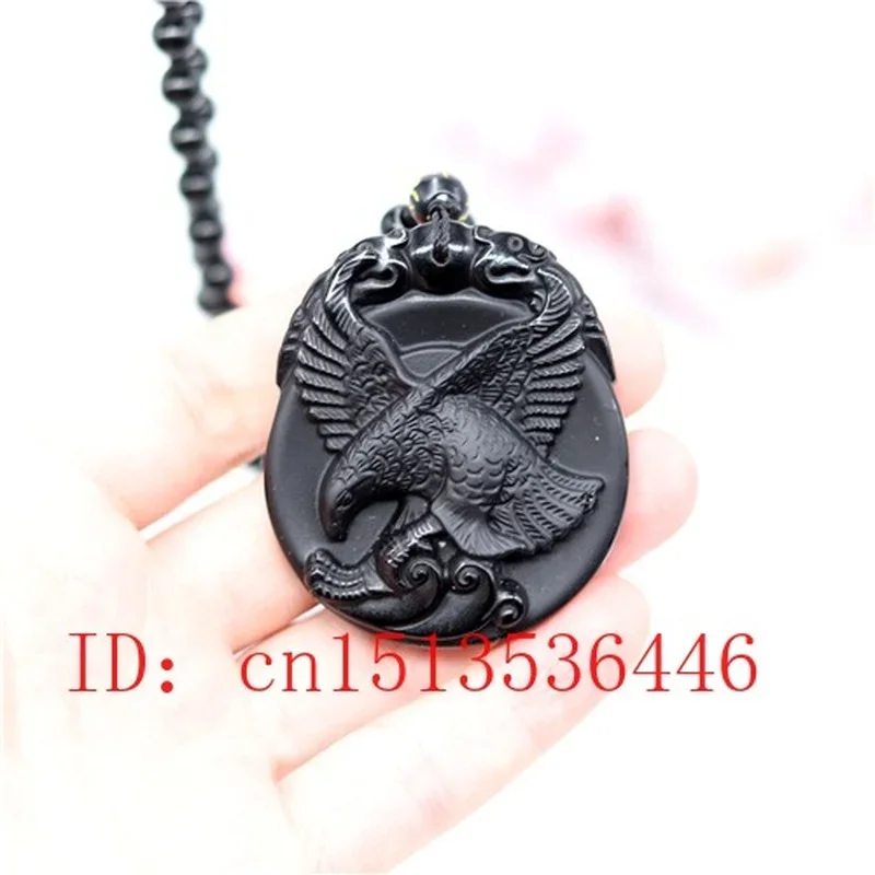 Обсидиановый кулон в виде орла натуральная ручная резьба ожерелье из восьми