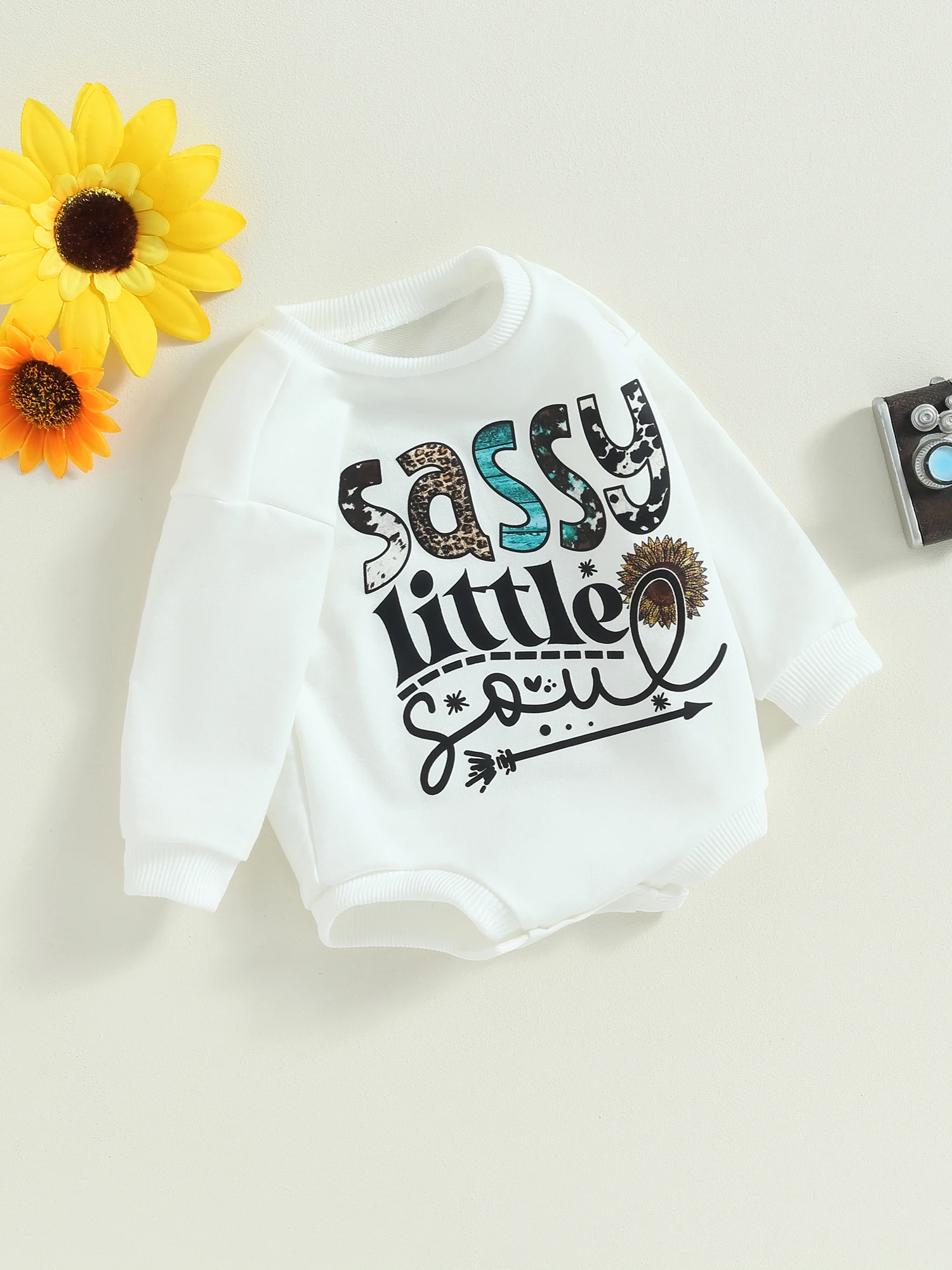 

Baby Girl Boy Adorable Letter Print Long Sleeve Crew Neck Oversized Sweatshirt Romper Bodysuit Top Infant Fall Outfits
