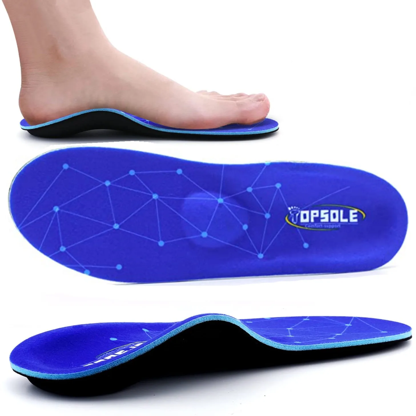 TOPSOLE Arch Support Orthopedic Insoles For Flat Feet Plantar Fasciitis Heel Pain Shoes Inserts Sneaker Orthotics Free Shipping