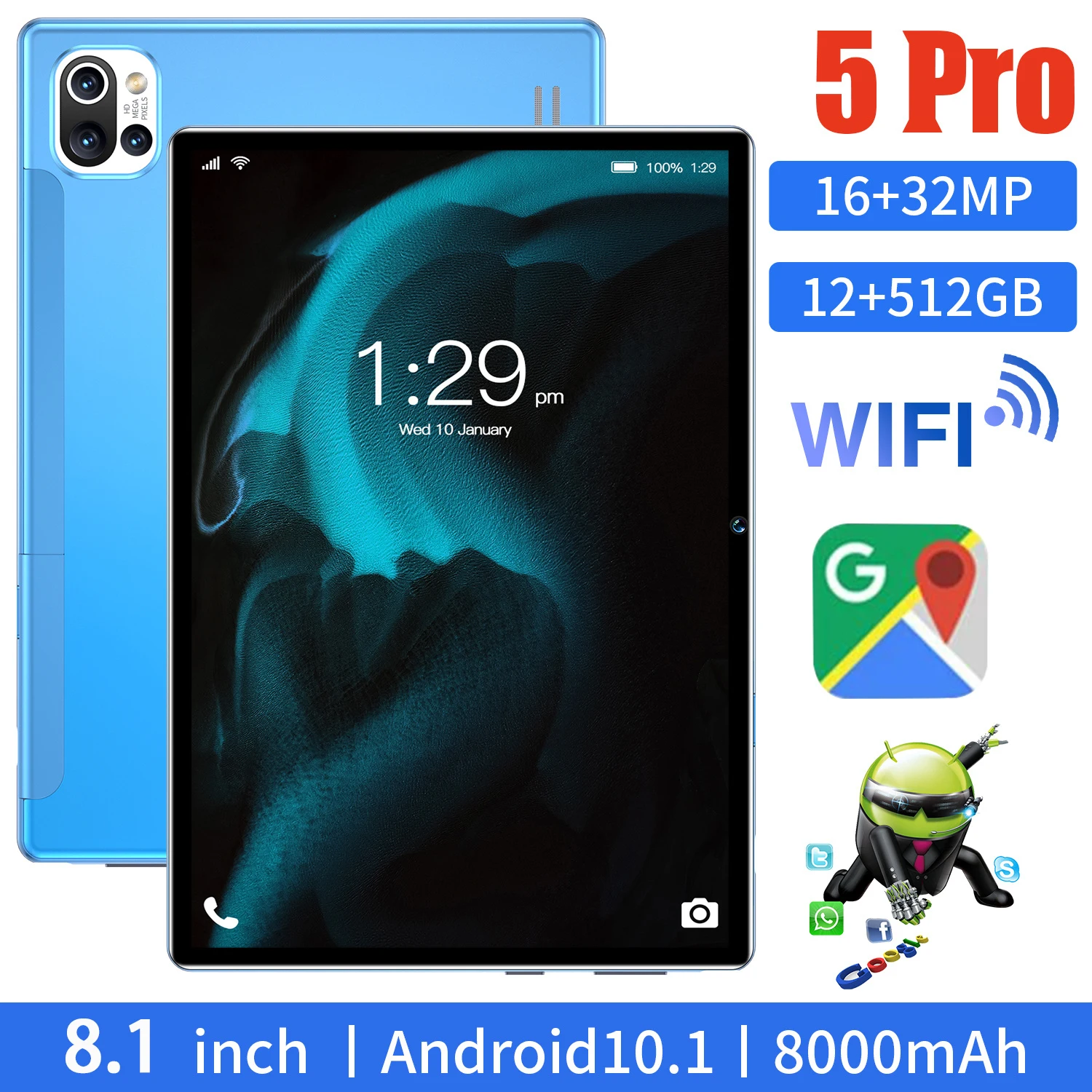 

Планшет 5Pro, 12 Гб ОЗУ 512 Гб ПЗУ, 8,1 дюйма, 12-ядерный процессор MTK6797, Распродажа с клавиатурой, Android 10,1, Google Play, 4000 мАч, планшетный ПК