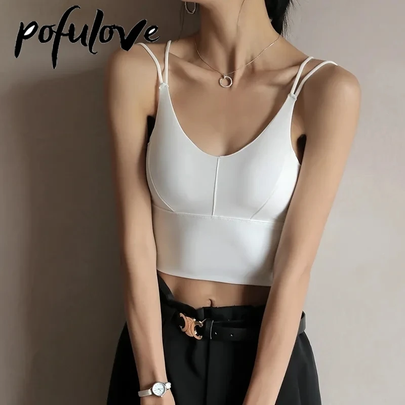 

Camisole Women's Inner Bottoming Summer Thin Section Beautiful Back Underwear Gathered Outside Wear Tube Top with Chest Pad