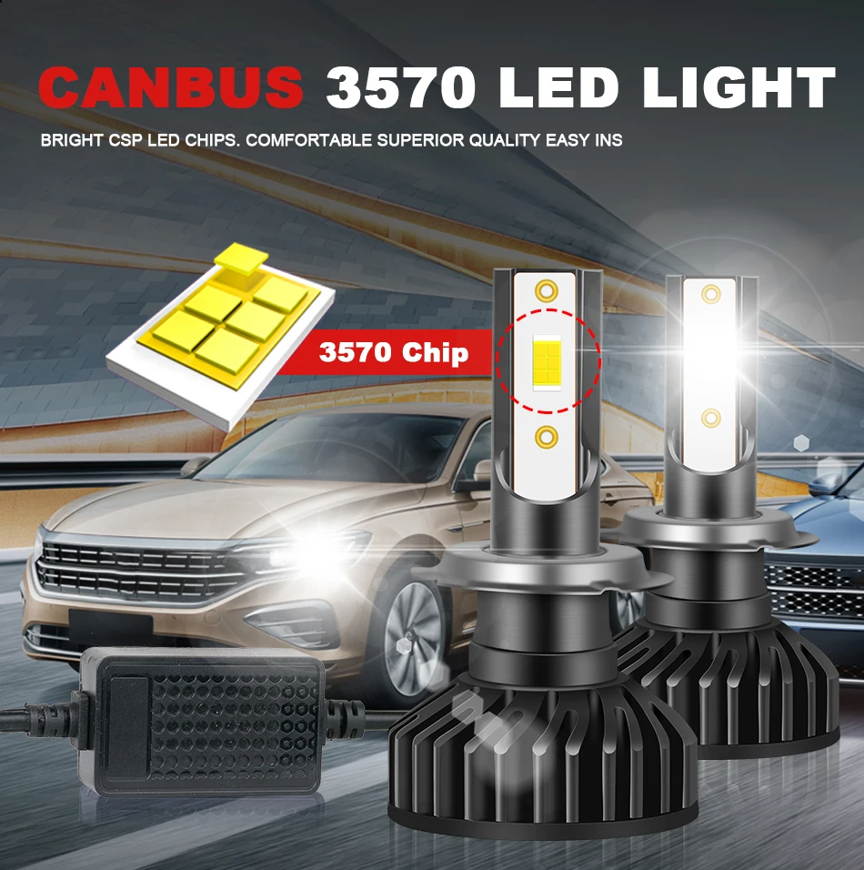 Автомобильные Фары H7 H4 Canbus H1 9005 HB3 9006 HB4 H8 H9 H11 6000K Холодный Белый Свет Для Ближнего И