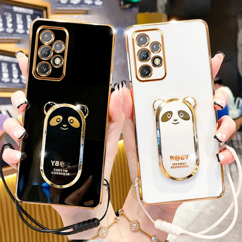 

For Samsung A13 Galaxy A13 A53 5G A52 A32 A33 A 52s 53 A 33 A 13 4G Case 3 IN 1 Lanyard Strap Cute Cartoon Stand Back Cover Case