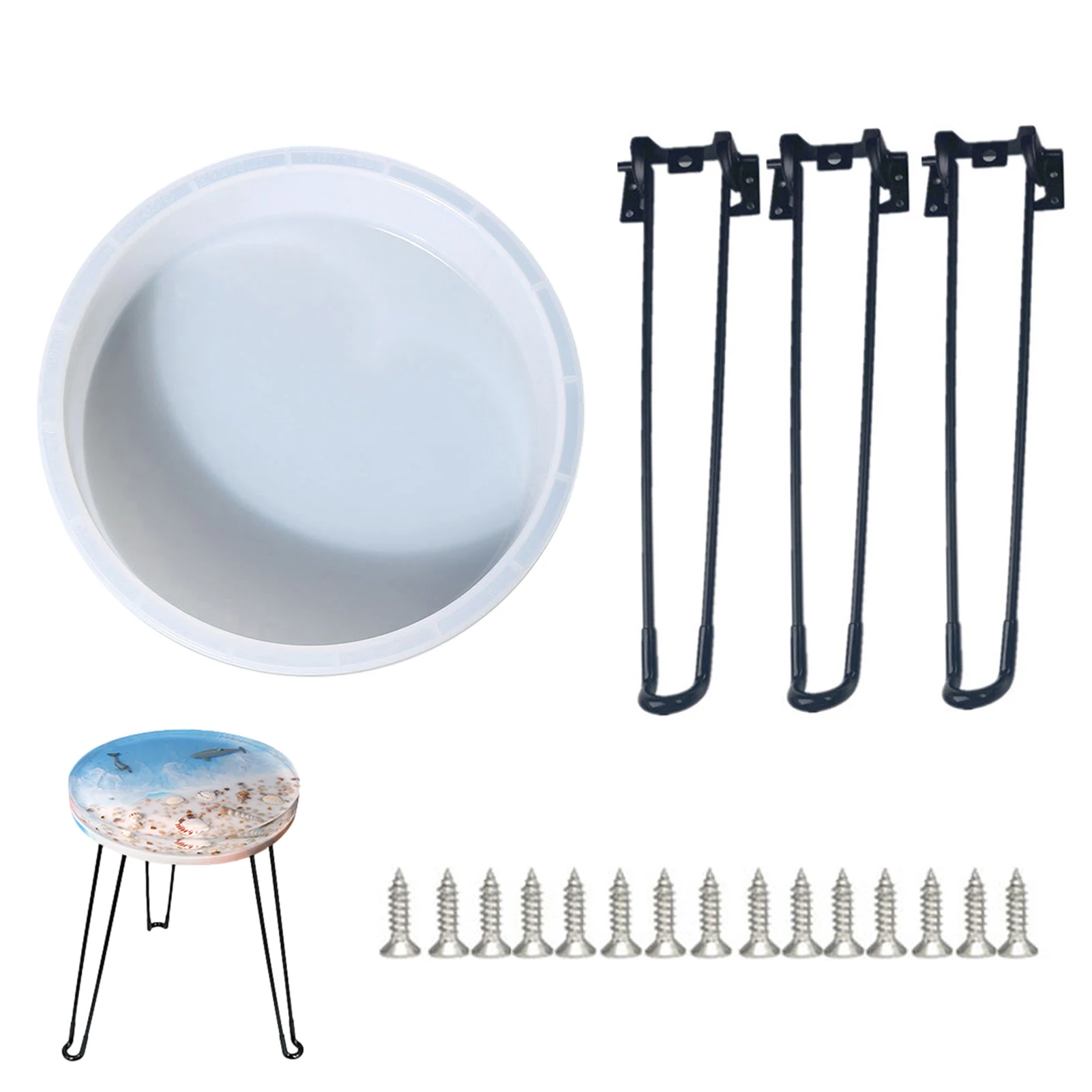 

12.6 Inch Round Table Silicone Molds Big Tray Clock Ornament Crystal Epoxy Resin Moulds Exhibition Table DIY Casting Crafts