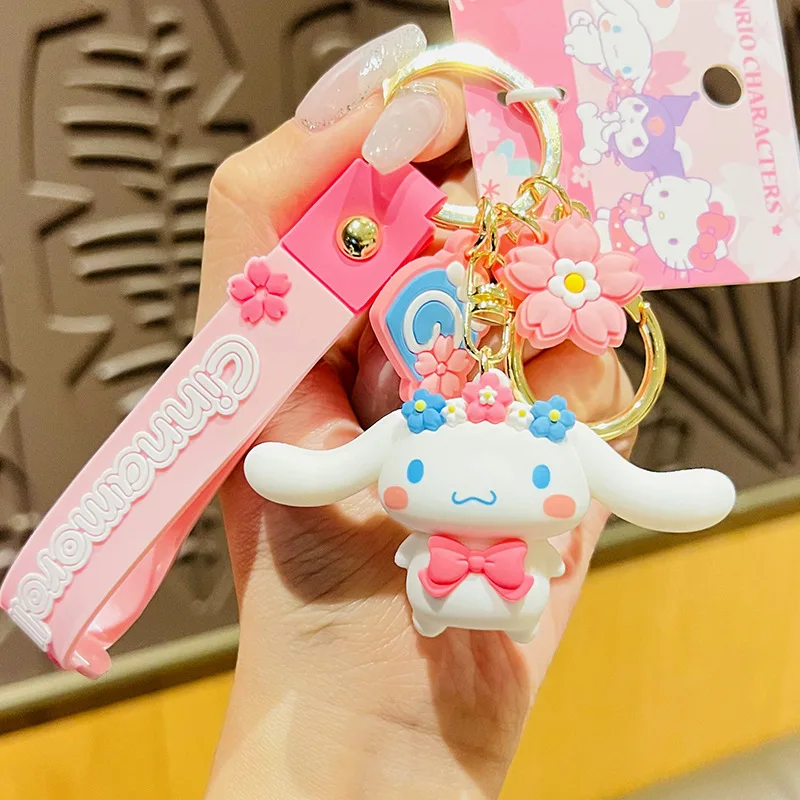 

Kawaii Hello Kitty Keychains Sanrio My Melody Kuromi KT Cat Cute Keychains Cartoon Bags Accessories Pendant Car Key Gift Toys
