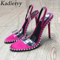 summer high heels gladiator sandals women crystal studded dress party shoes female pvc stiletto sandals woman sandalias mujer