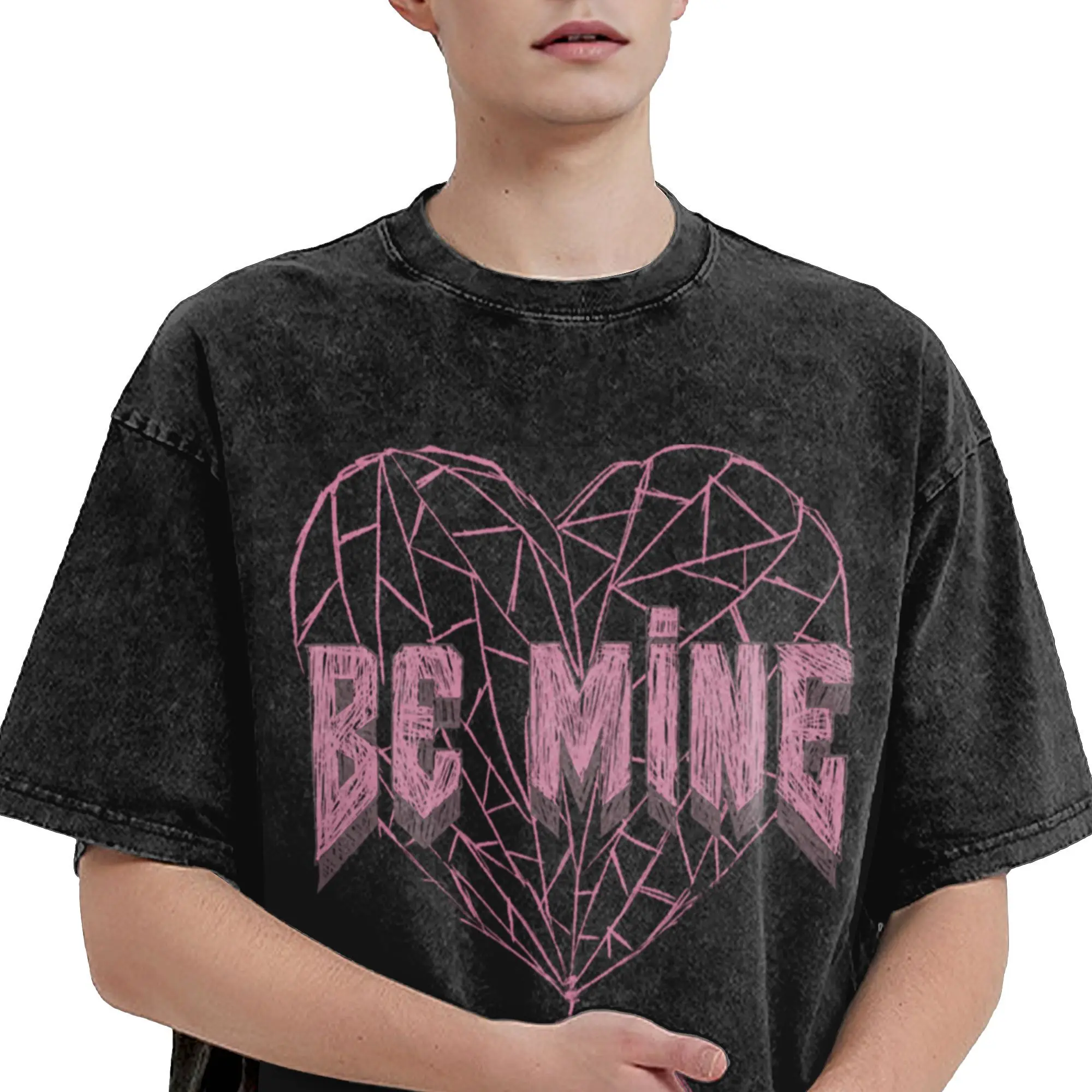 Spiderman Be Mine Web Heart T Shirt Hip Hop Washed 100% Cotton Harajuku T-Shirts Men Women Tops Streetwear Graphic Printed Tees