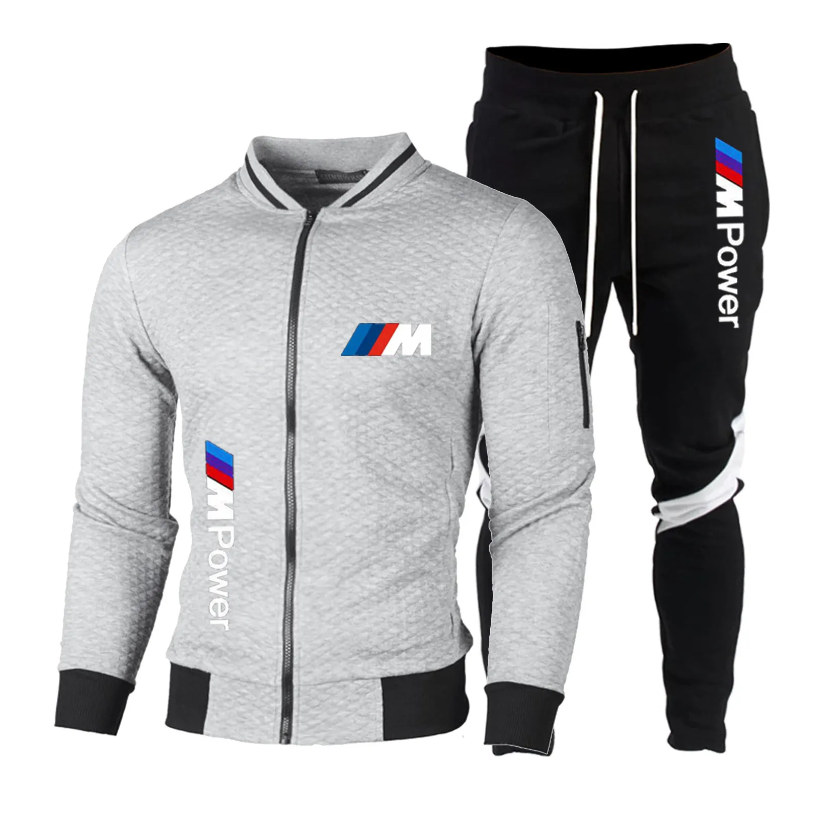 New Men's Set Sports Fashion Brand Set Full Panel Zipper Sweatshirt+Men's Sweatpants Set 2-piece Sports Slim Fit