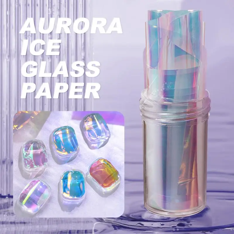 

Aurora Ice Cellophane Nail Enhancement Large Colorful Transfer Paper Laser Jewelry Candy Paper DIY 5 Color Sticker Nail Art Deca