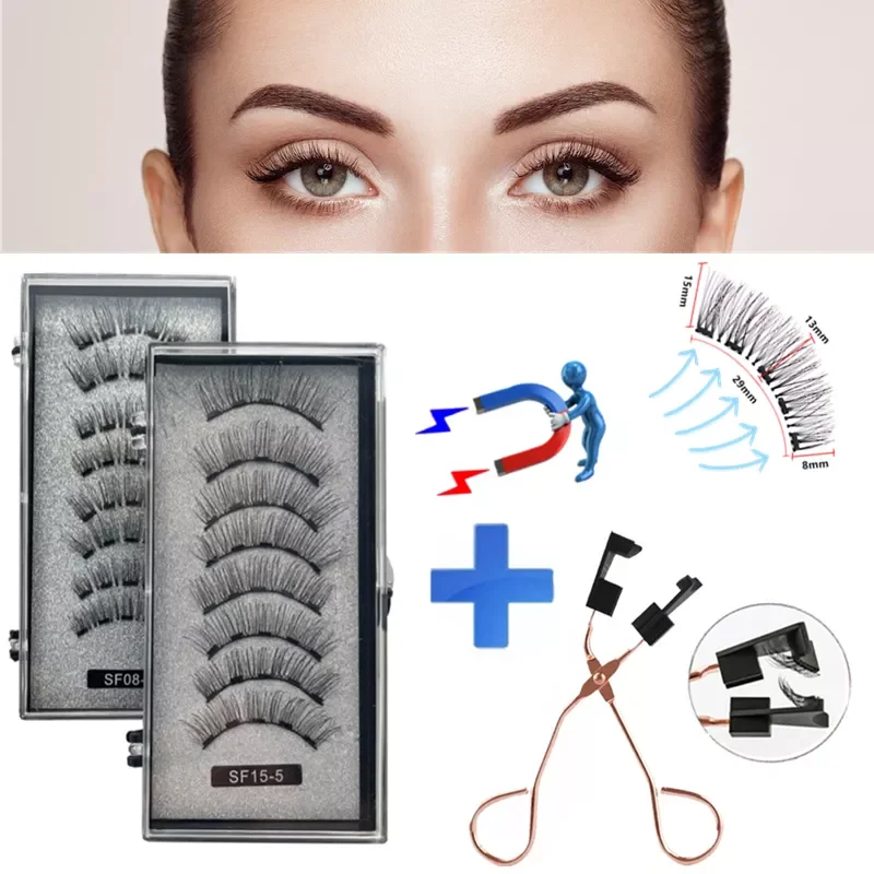 

NEW IN Pairs 3D Natural Magnetic Eyelashes ,With 5 Magnetic Lashes Handmade Reusable Magnetic False Eyelashes Support Drop Shipp