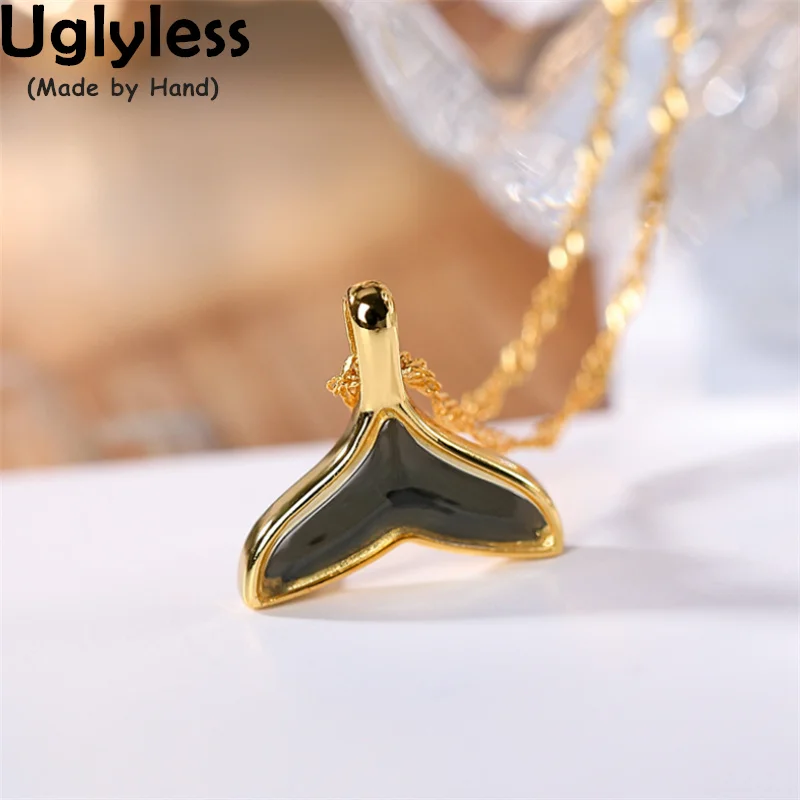 

Uglyless Fairy Tale Mermaid Fish Tail Necklaces for Women Blue Perot Amber Jewelry Sets Real 925 Silver Bracelets Pendants+Chain