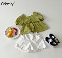 criscky baby girl clothes set cotton infant toddler girls topsshorts 2pcs spring autumn short sleeve clothing sets outfit