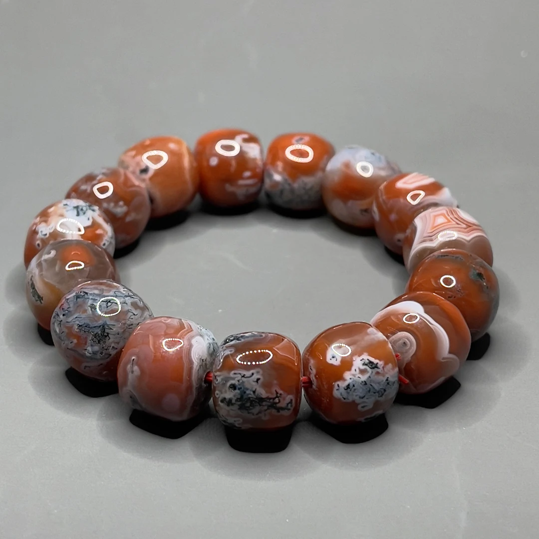 Браслеты из натуральных красных агатовых бусин Wenwan ручные струны редкие