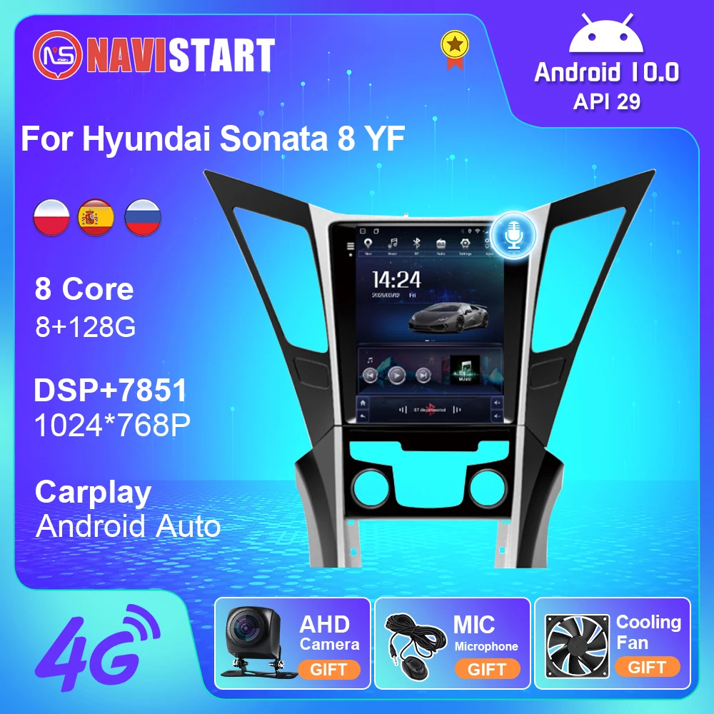 

Автомагнитола NAVISTART Tesla для Hyundai Sonata 8 YF 2010-2014 Android 10 4G Wi-Fi Carplay стерео Мультимедиа 2 Din без DVD-плеера