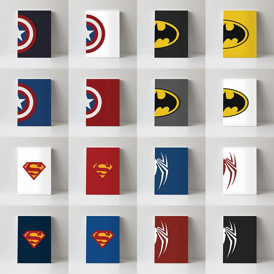 

Print Wall Canvas Poster Batman Captain America Superman Spider Man Painting Home Decor Modular Cartoon Movie Role Logo Picture