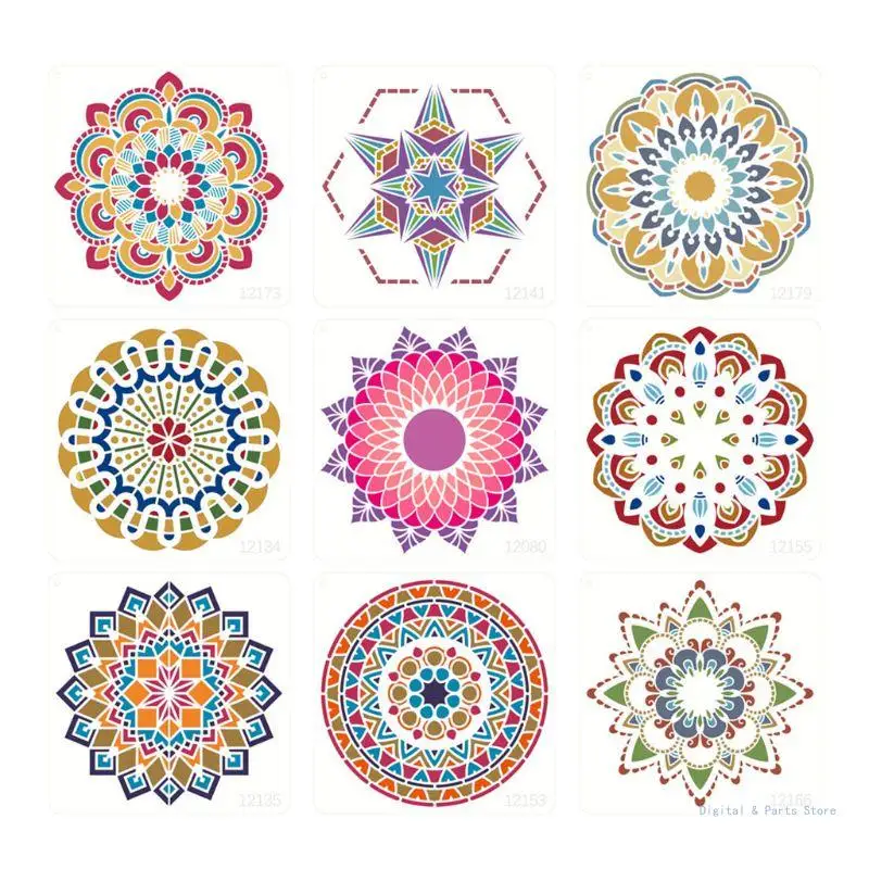 

M17F 12''x12'' Mandala Stencils Painting Templates for Home Wall Car Decoration 9X