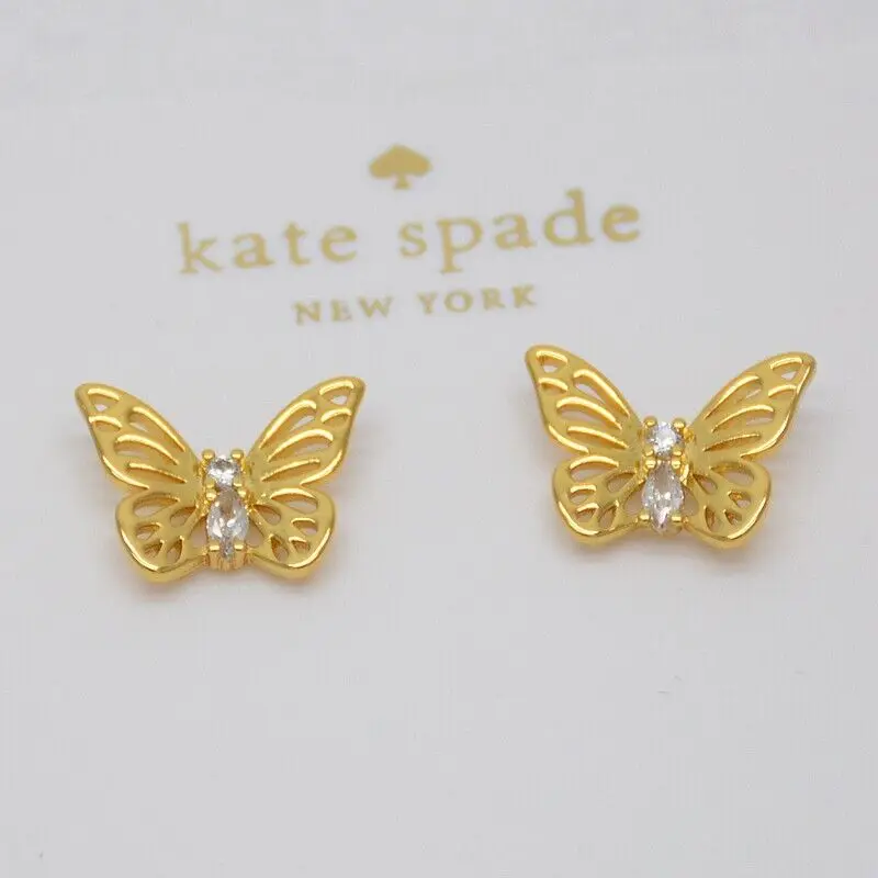 

Jewelry Gold Tone Openwork Paved Butterfly CZ Stud Earrings For Girls