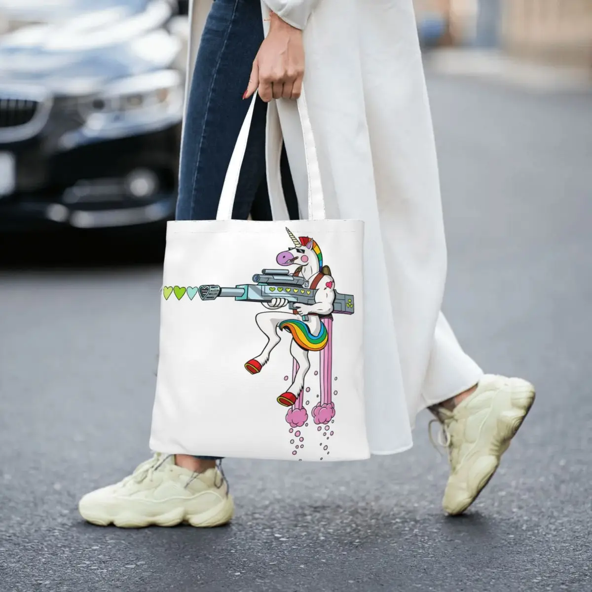 Don't With Unicorns Funny Women Canvas Handbag Large Capacity Shopper Bag Tote Bag withSmall Shoulder Bag
