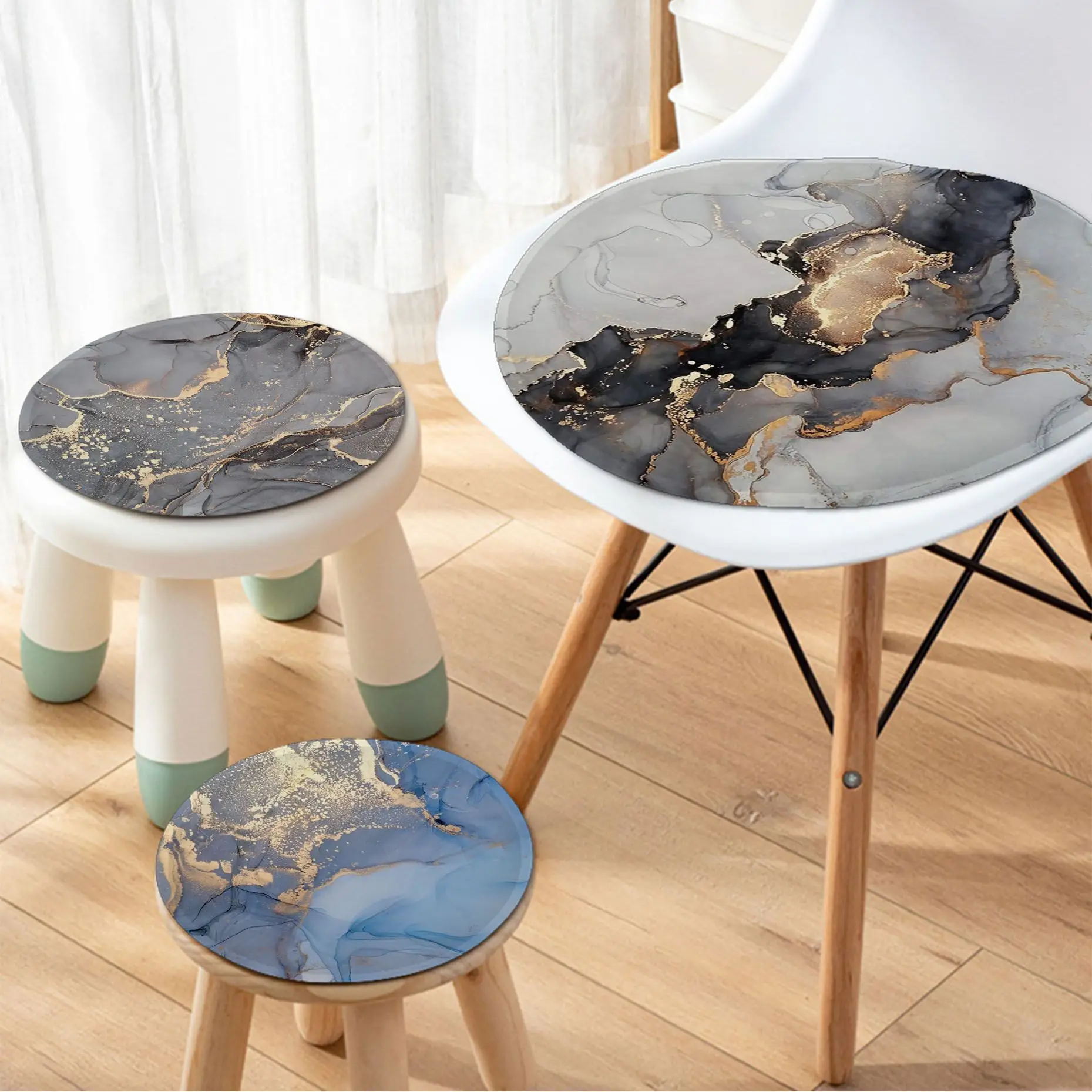 

Gold Marble Nordic Printing Stool Pad Patio Home Kitchen Office Chair Seat Cushion Pads Sofa Seat 40x40cm Chair Mat Pad