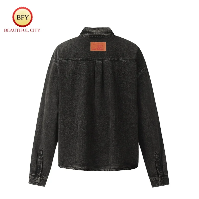 Тяжеловесная Мужская и Женская ковбойская куртка 24SS с вышивкой сломанными